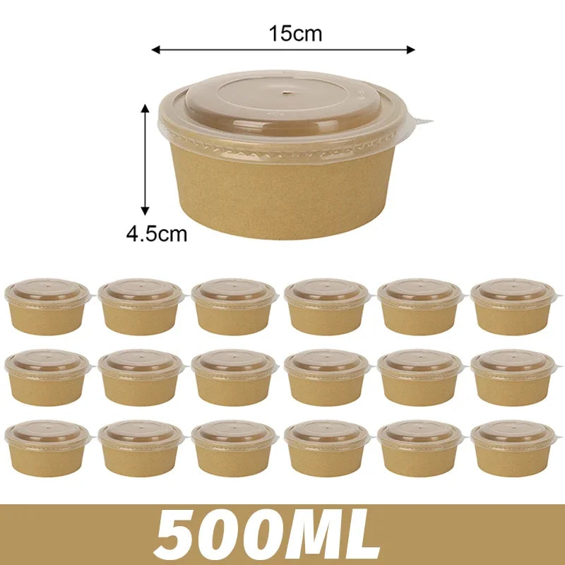 Kraft Paper Lunch Boxes With Lids Ice Cream Noodles