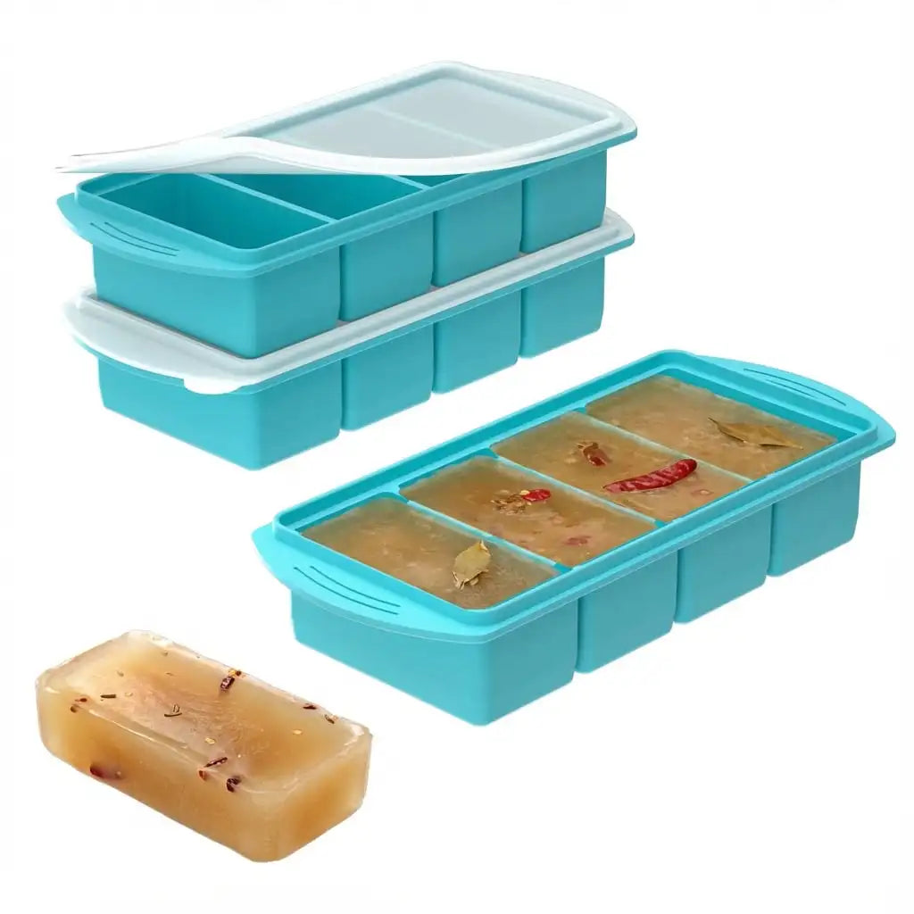 Silicone Freezer Trays With Lids 2 Pack Food Storage Containers Dishwasher Safe