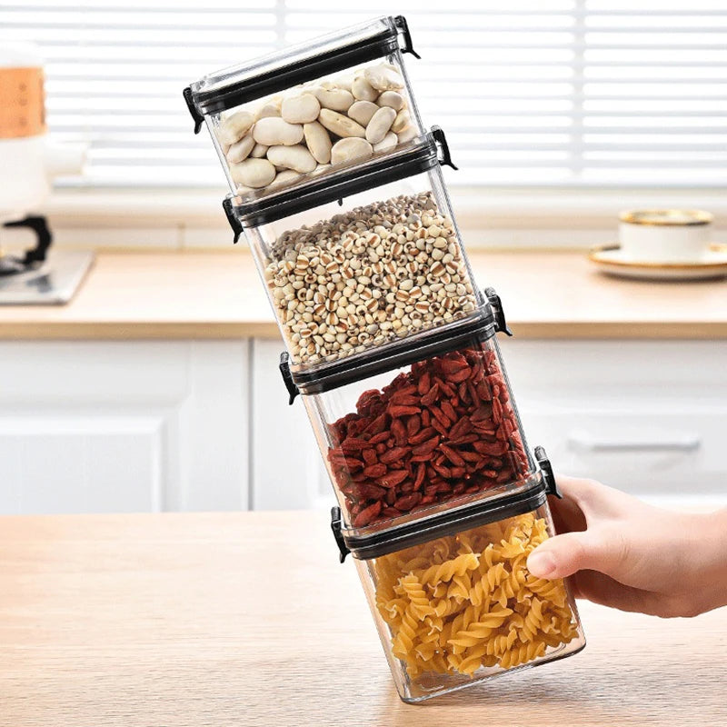 Sealed Acrylic Jars Kitchen Storage Organizer For Grains And Spices