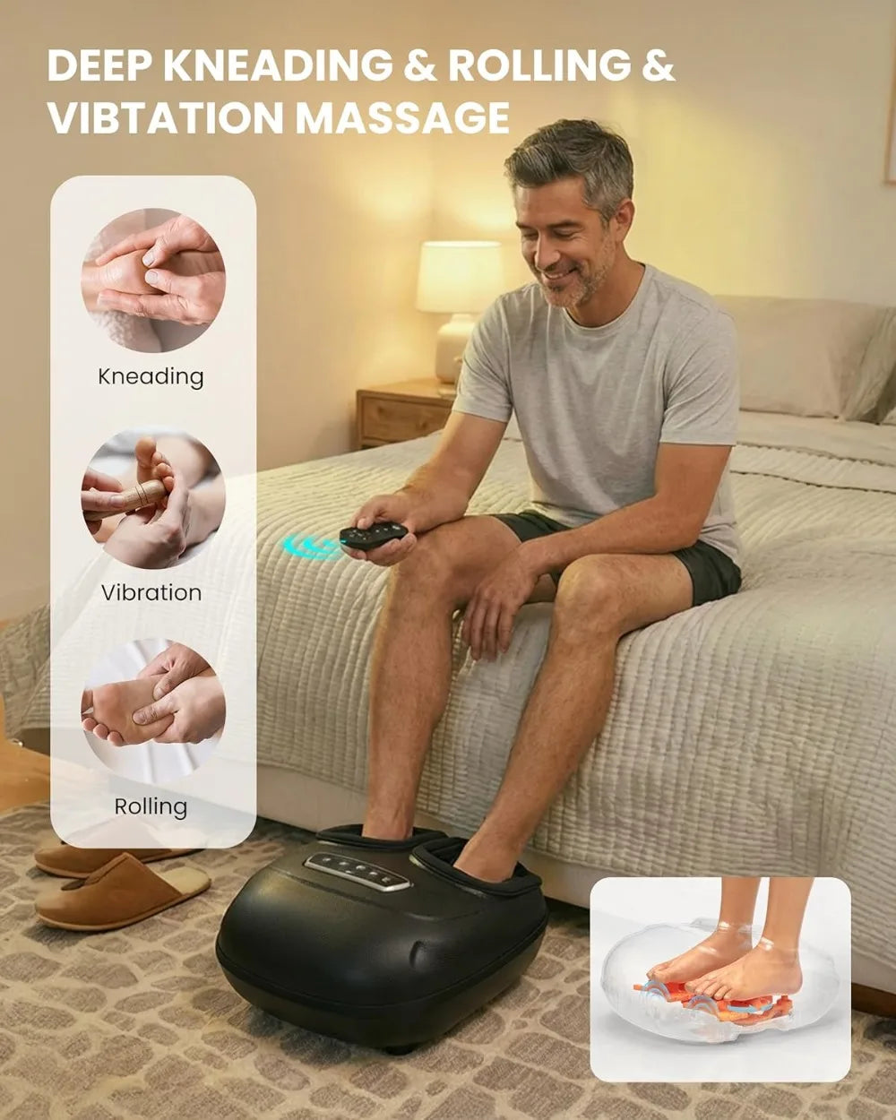 4 In 1 Heated Foot Massager With Shiatsu Compression Vibration
