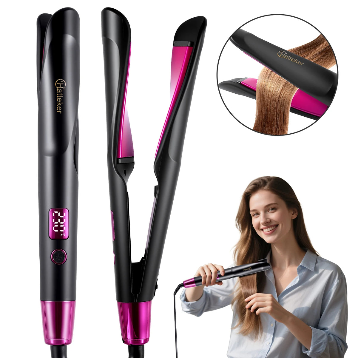 Haetteker Twisted Straightener And Curler Multi-Function Hair Tool