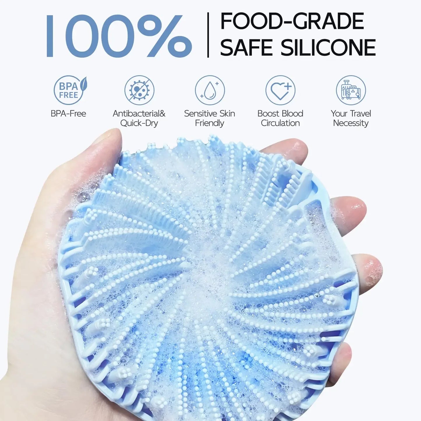 DIAMRI Gentle Silicone Body Scrubber Exfoliating Brush Non Slip Strap