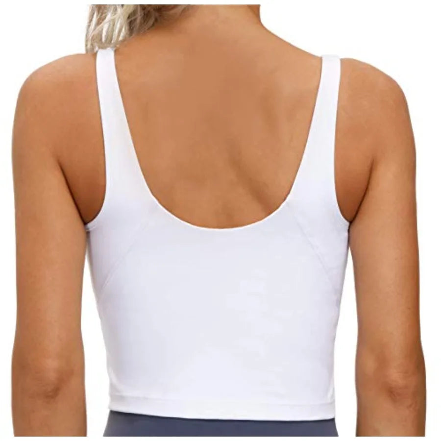 Womens Sports Bra Longline Wirefree Padded Support Bamboo Fiber