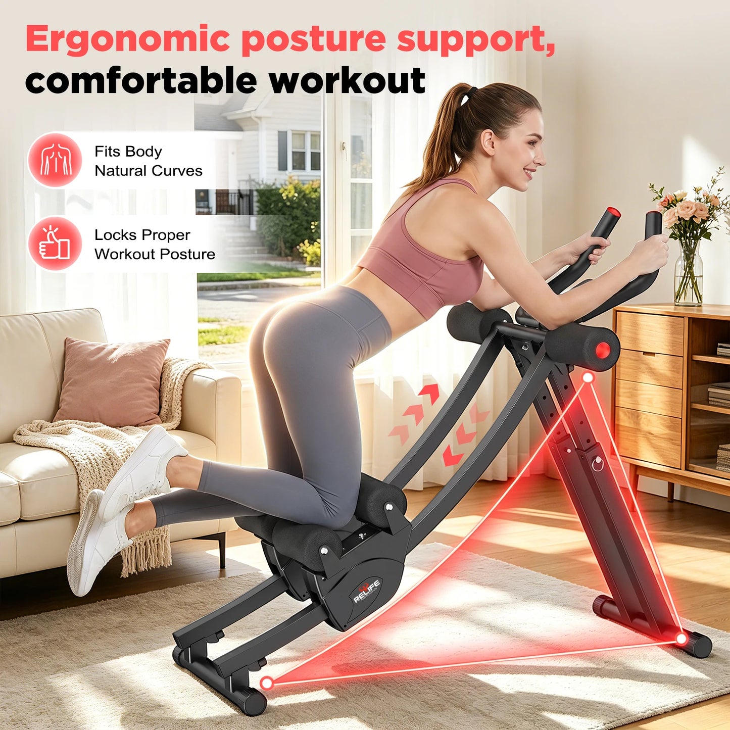 Dual Track Ab Machine Home Fitness Foldable Core Trainer