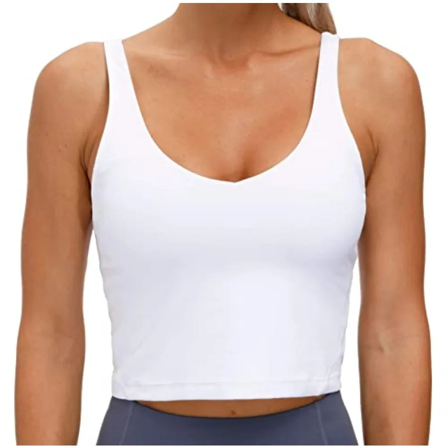 Womens Sports Bra Longline Wirefree Padded Support Bamboo Fiber