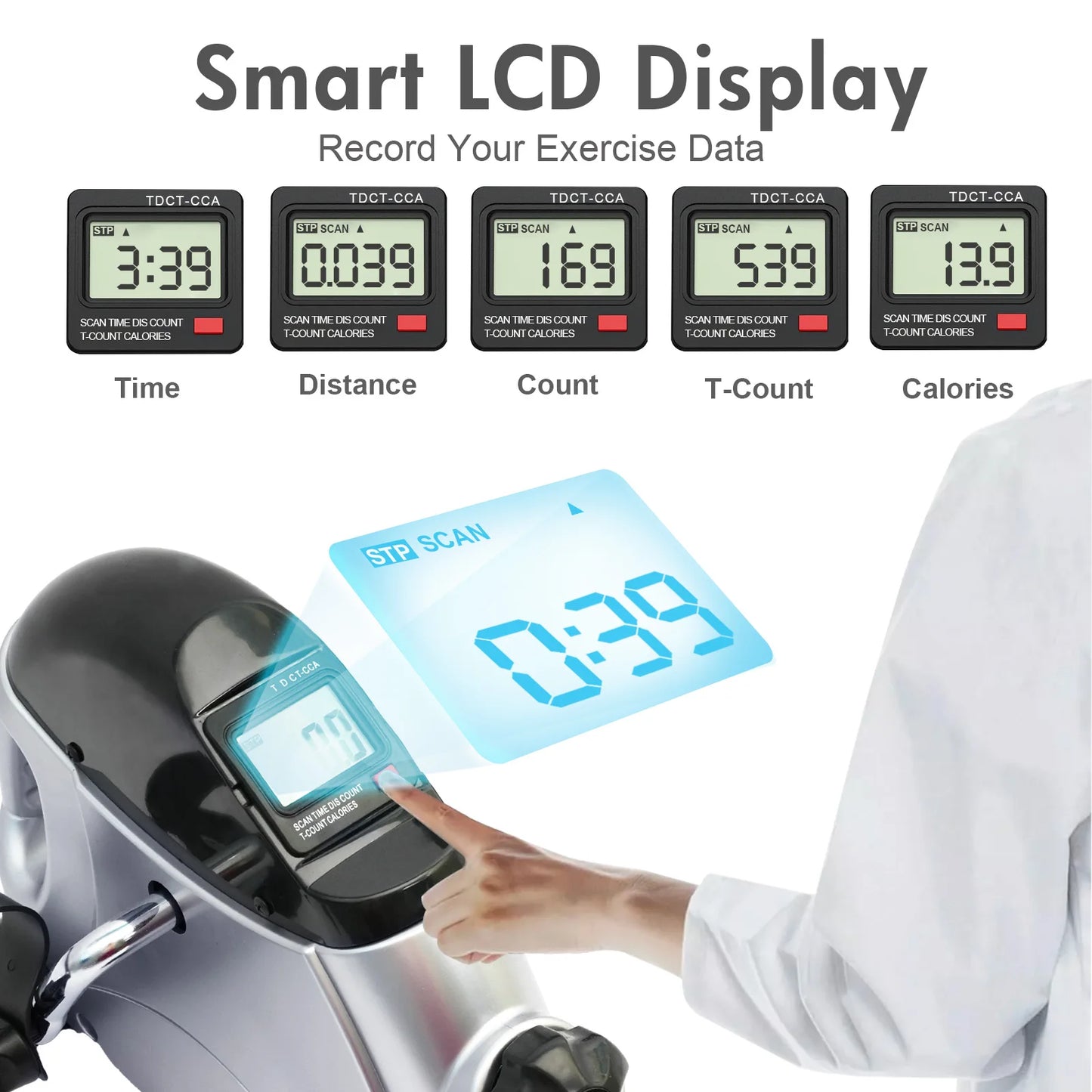 Portable Under Desk Pedal Exerciser With LCD Monitor