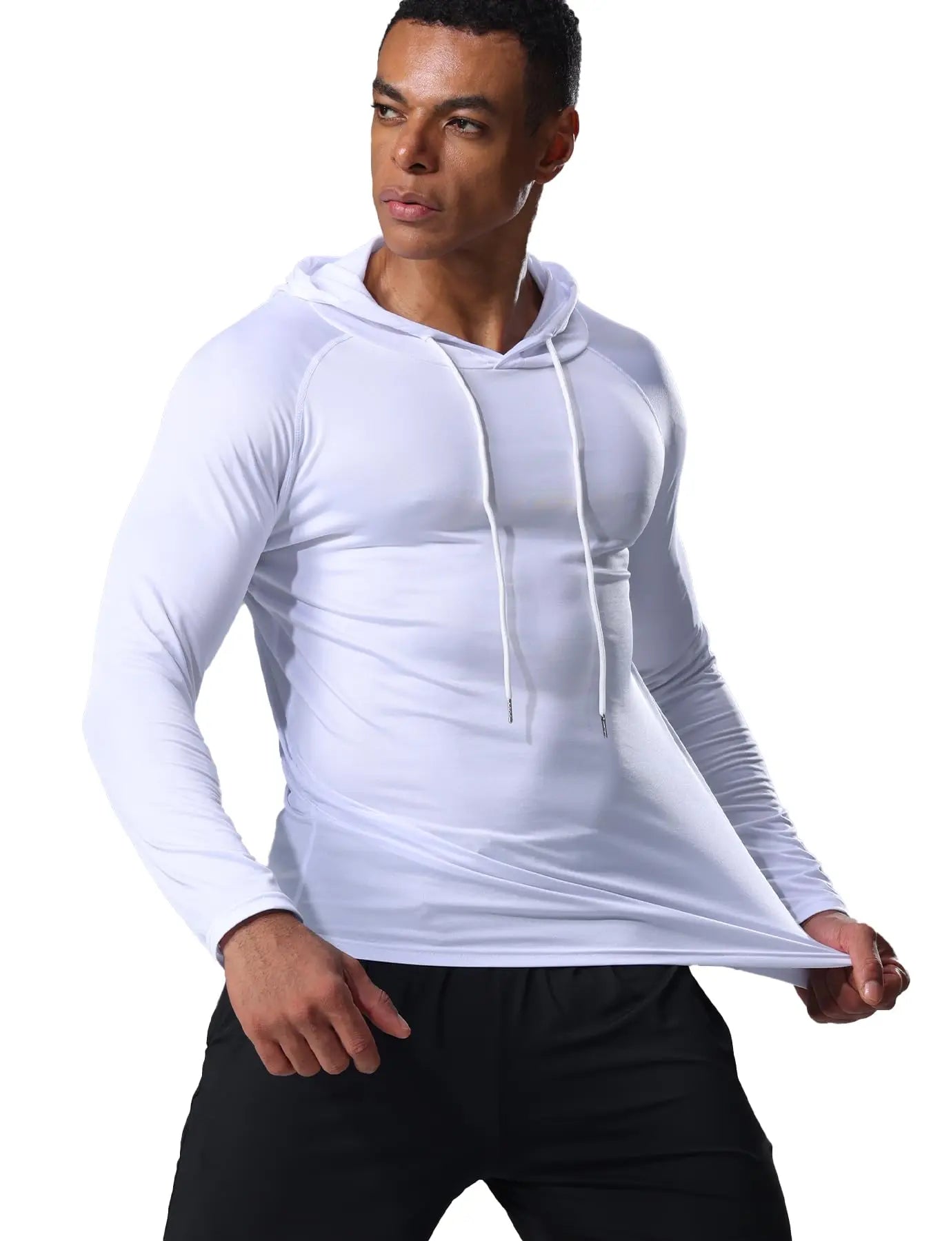 Men's Hooded Compression Long Sleeve Shirt Quick Dry Baselayer