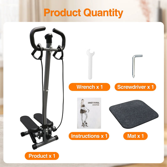 Home Gym Exercise Stepper With LCD Monitor And Resistance Bands