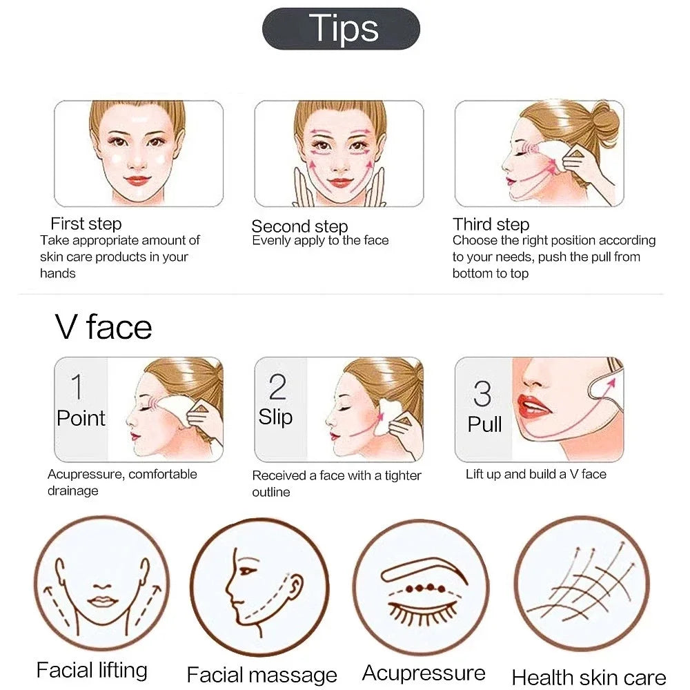 YUKUI Natural Jade Gua Sha Stone Facial Massage Tool