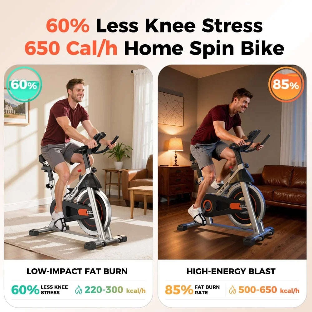 Silent Indoor Spin Bike With Comfort Seat For Cardio Training