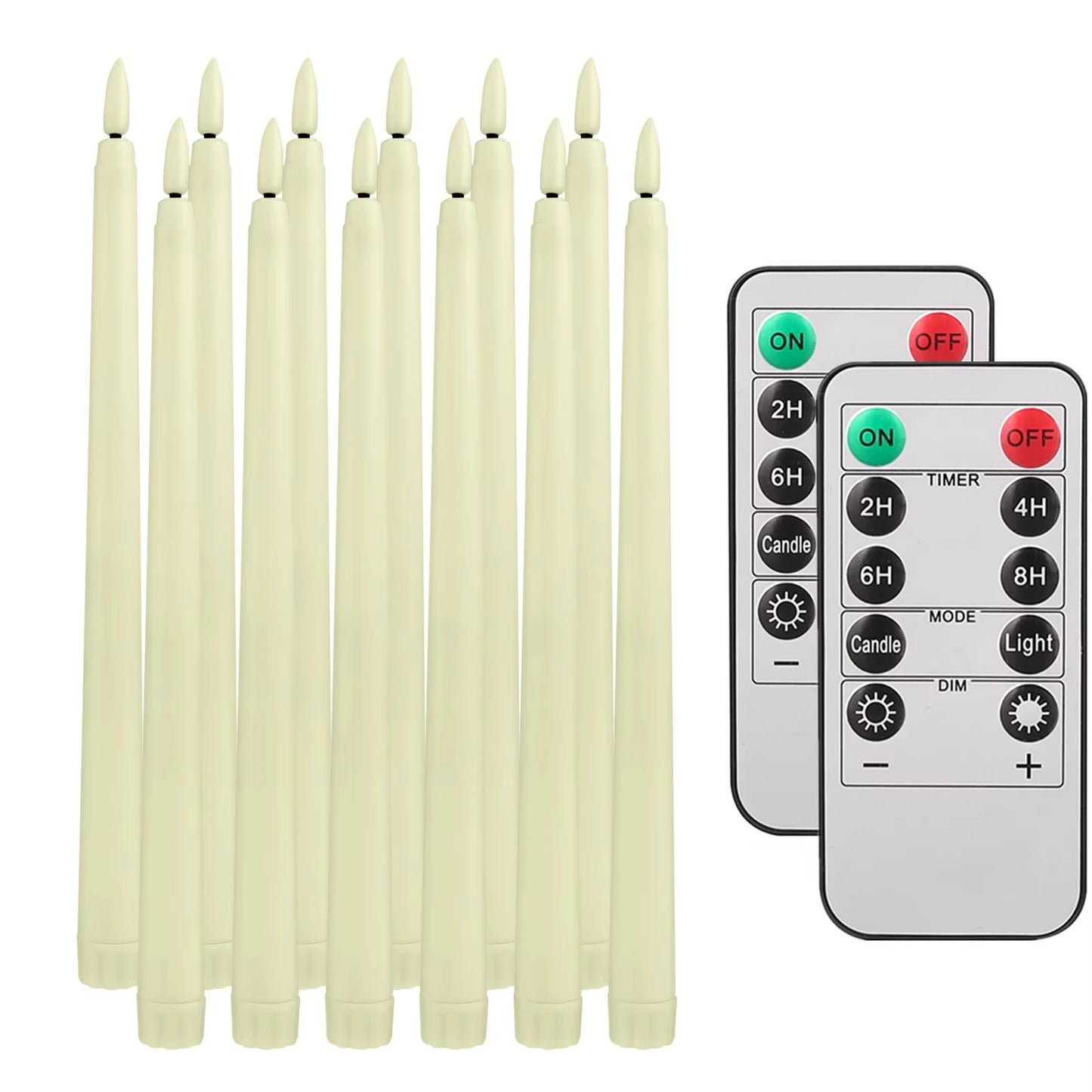 LED Flameless Taper Candles With 10-Key Remote Battery Operated