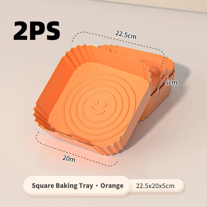 Square Silicone Air Fryer Liners Two Pack Reusable Accessories