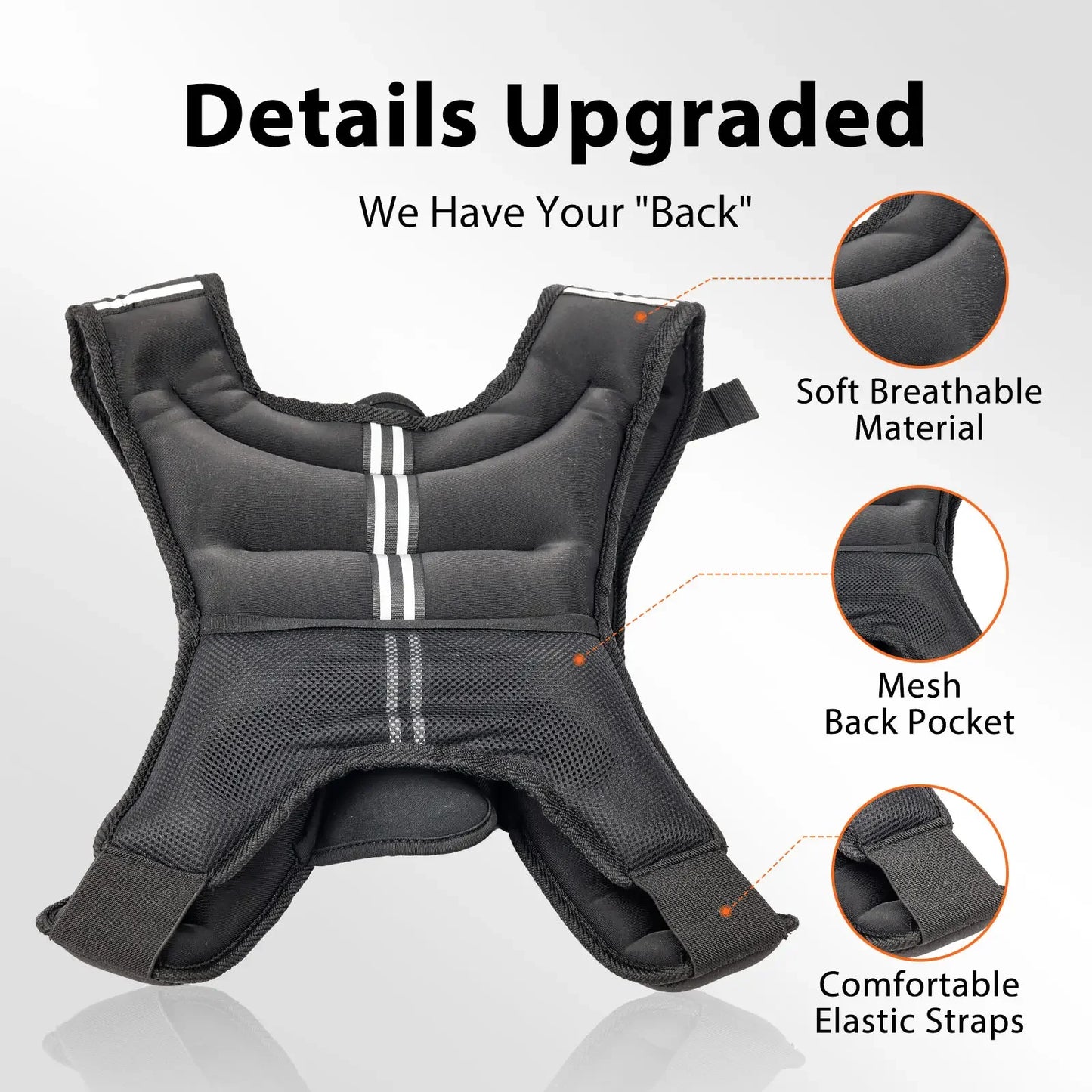 Weighted Vest 12 And 16 Pounds With Reflective Stripe And Adjustable Straps