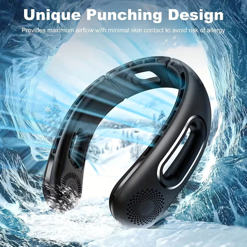 Portable Neck Fan Bladeless USB Rechargeable 360 Degree 4 Speeds
