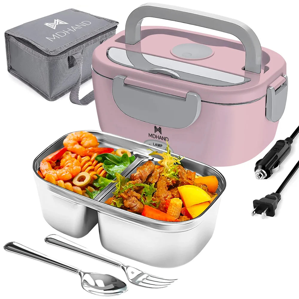 Stainless Steel Electric Lunch Box Food Warmer Leakproof Portable