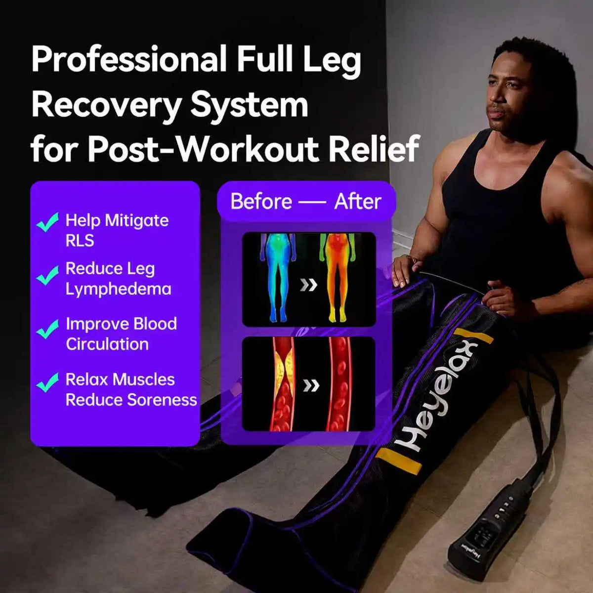 Heyelax Leg Compression Massager For Circulation And Muscle Recovery