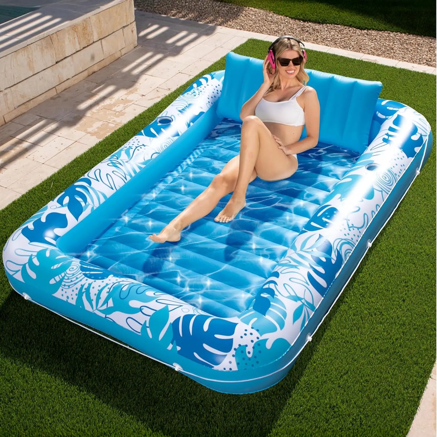 Joyfy 4 In 1 Suntan Tub Floatie Inflatable Pool Lounger