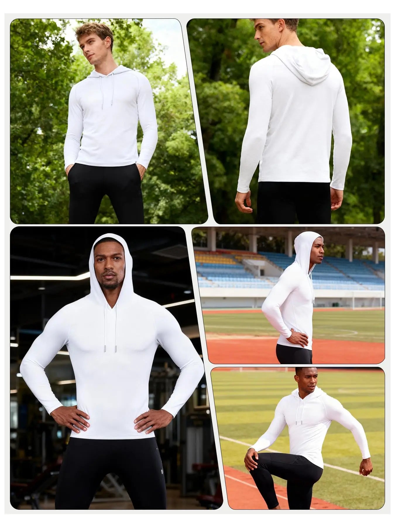 Men's Hooded Compression Long Sleeve Shirt Quick Dry Baselayer