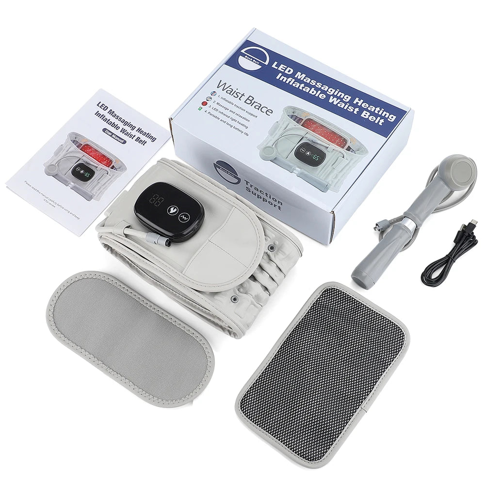 PastSky Rechargeable Heating Waist Back Massage LED Inflatable Lumbar Device