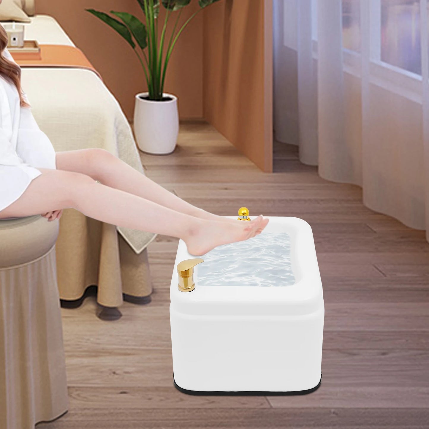 Bymaocar Acrylic Footbath With Massage Spa Tub LED Light