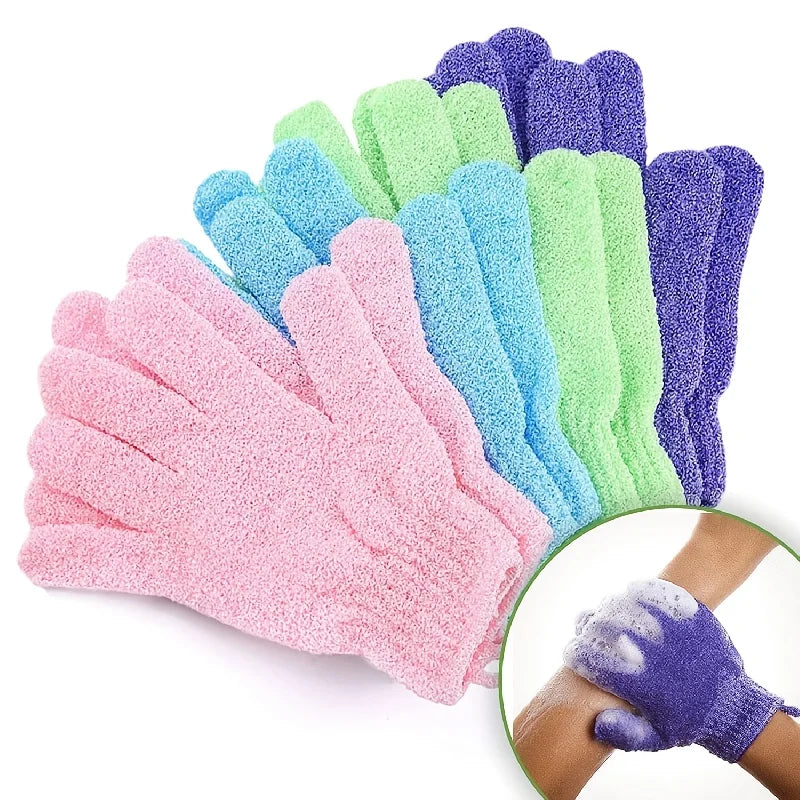 Exfoliating Shower Glove Set Deep Cleaning Body Scrub Spa Massage