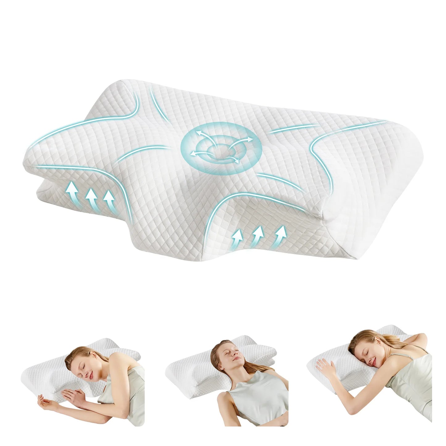 JHK Ergonomic Cervical Neck Pillow With Memory Foam And Cooling Pillowcase