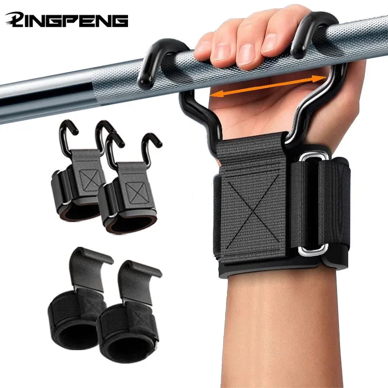 Weight Lifting Hooks Grips With Wrist Wraps For Pull Ups