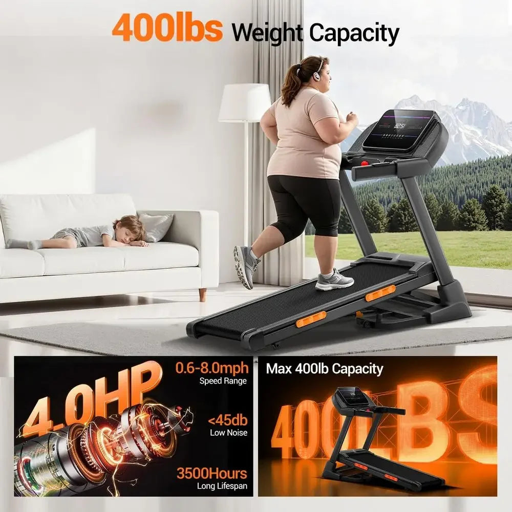 Foldable Treadmill With 20 Levels Auto Incline 4HP Quiet