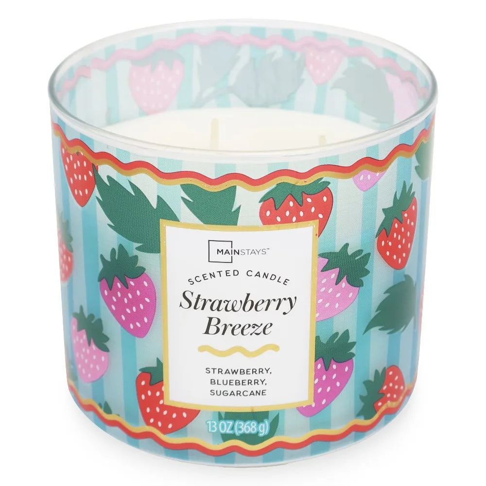 Strawberry Breeze Scented Candle Triple Wick Home Fragrance