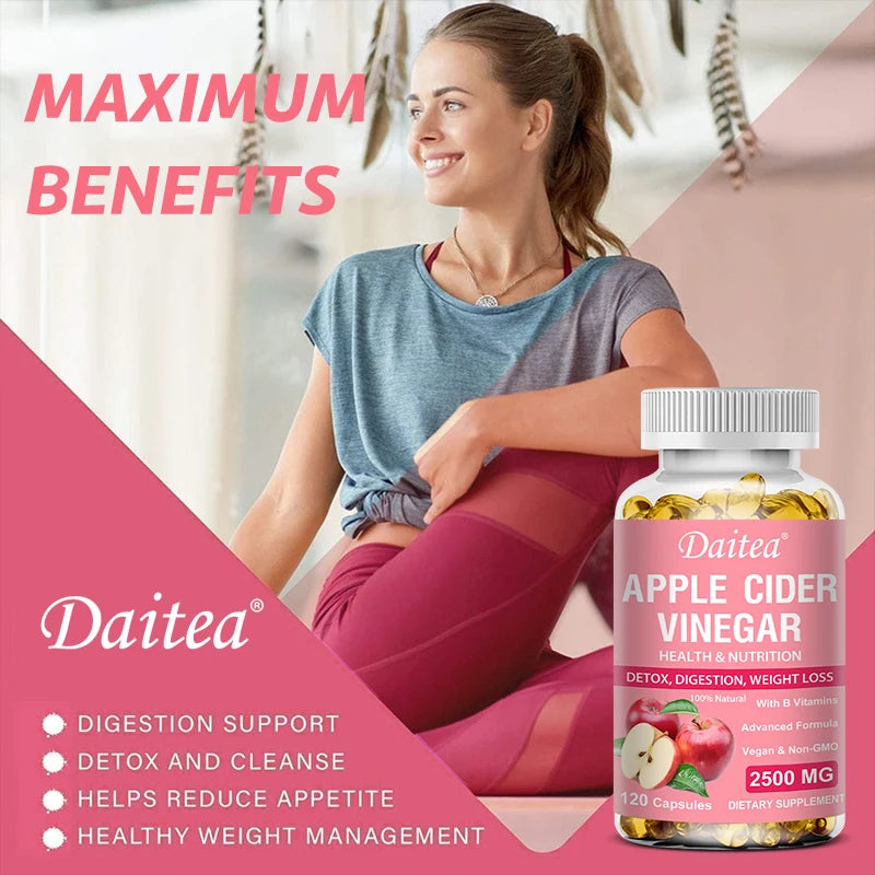 DAITEA Organic Apple Cider Vinegar Capsules With Beetroot Pomegranate Vitamin C