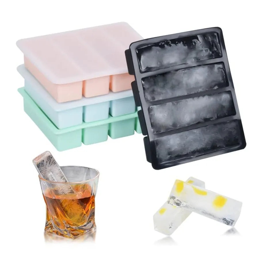 Ice Cube Tray 2 Pack Silicone With Lid For Whiskey