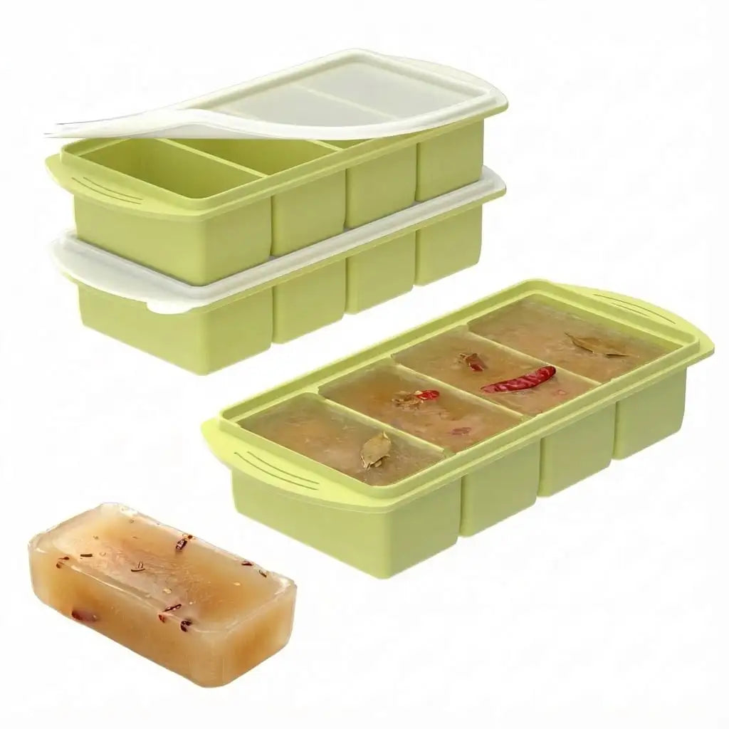 Silicone Freezer Trays With Lids 2 Pack Food Storage Containers Dishwasher Safe