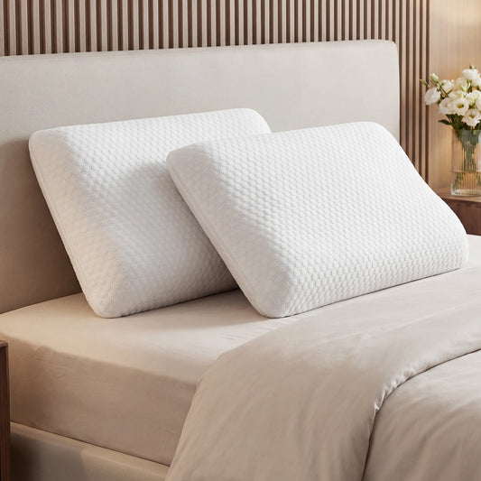 JHK 2 Piece Memory Foam Pillows With Removable Washable Cover