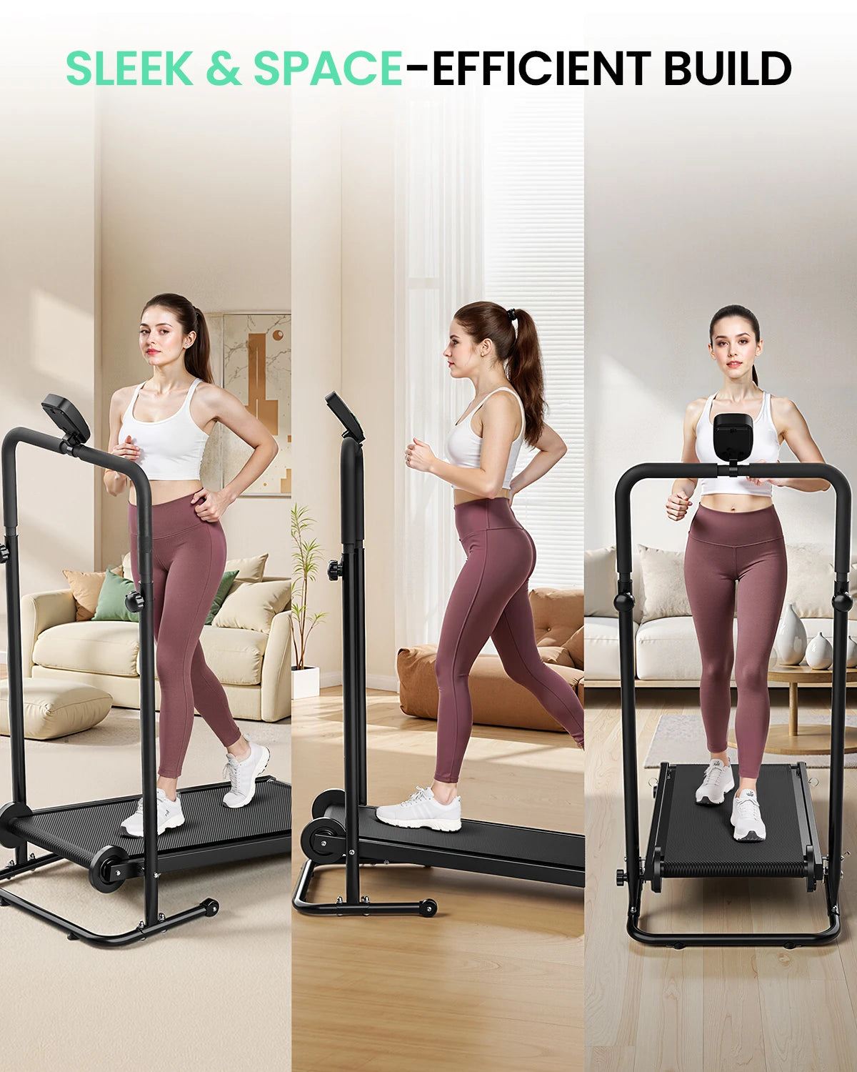 Akluer Motorless Treadmill With Adjustable Incline And Foldable Design