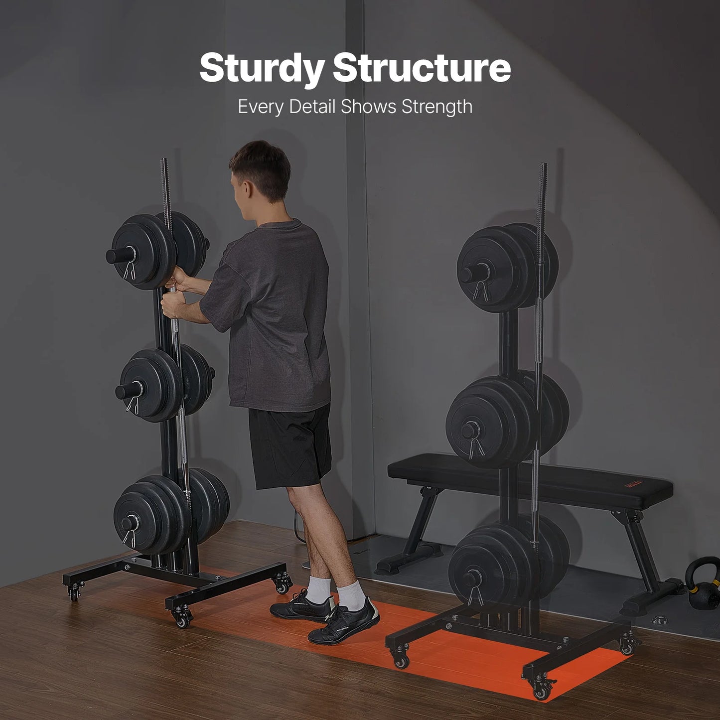 Weight Plate Rack With Wheels 1000 Lbs Load Capacity