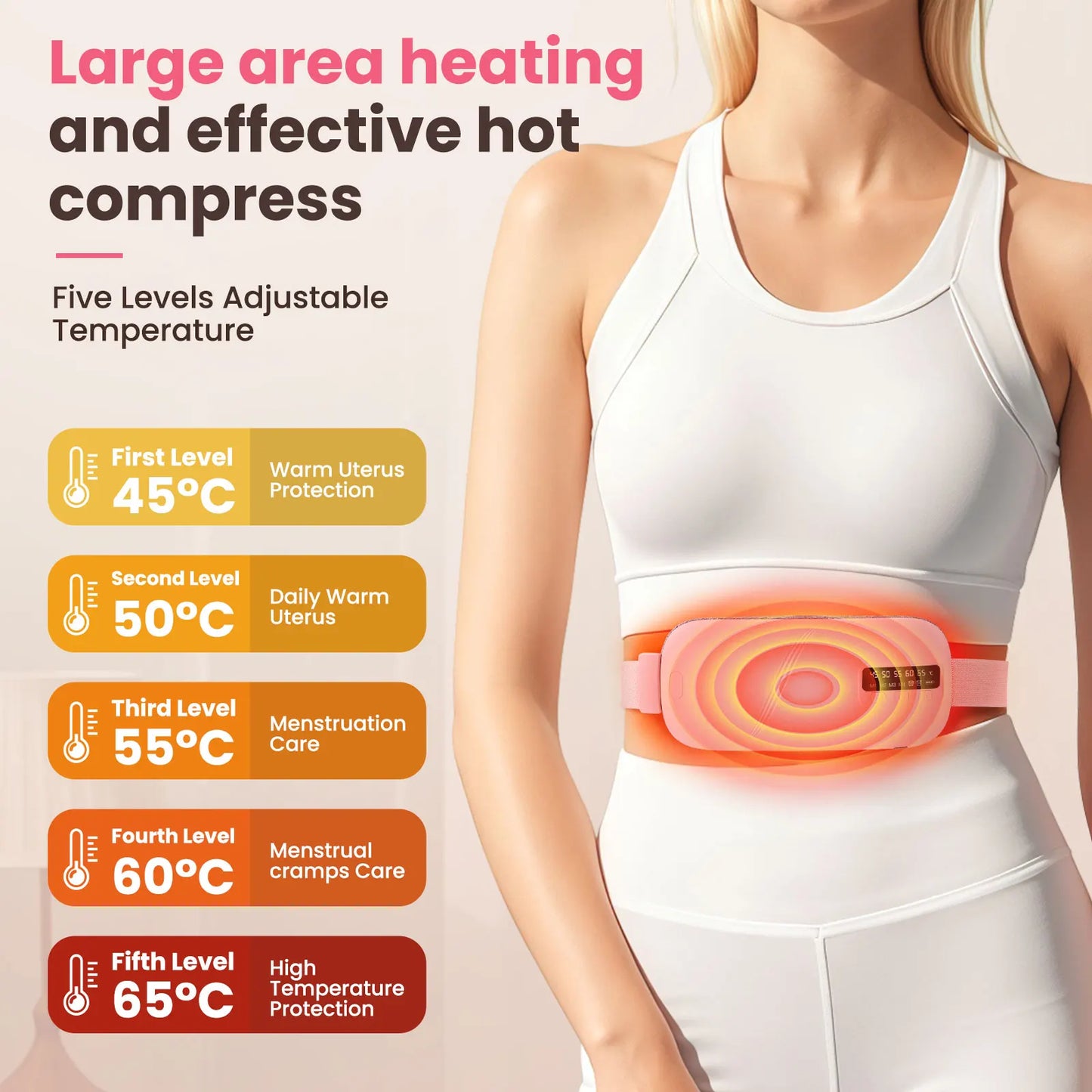PASTSKY Waist Massage Belt Electric Heating And Vibration For Menstrual Cramps
