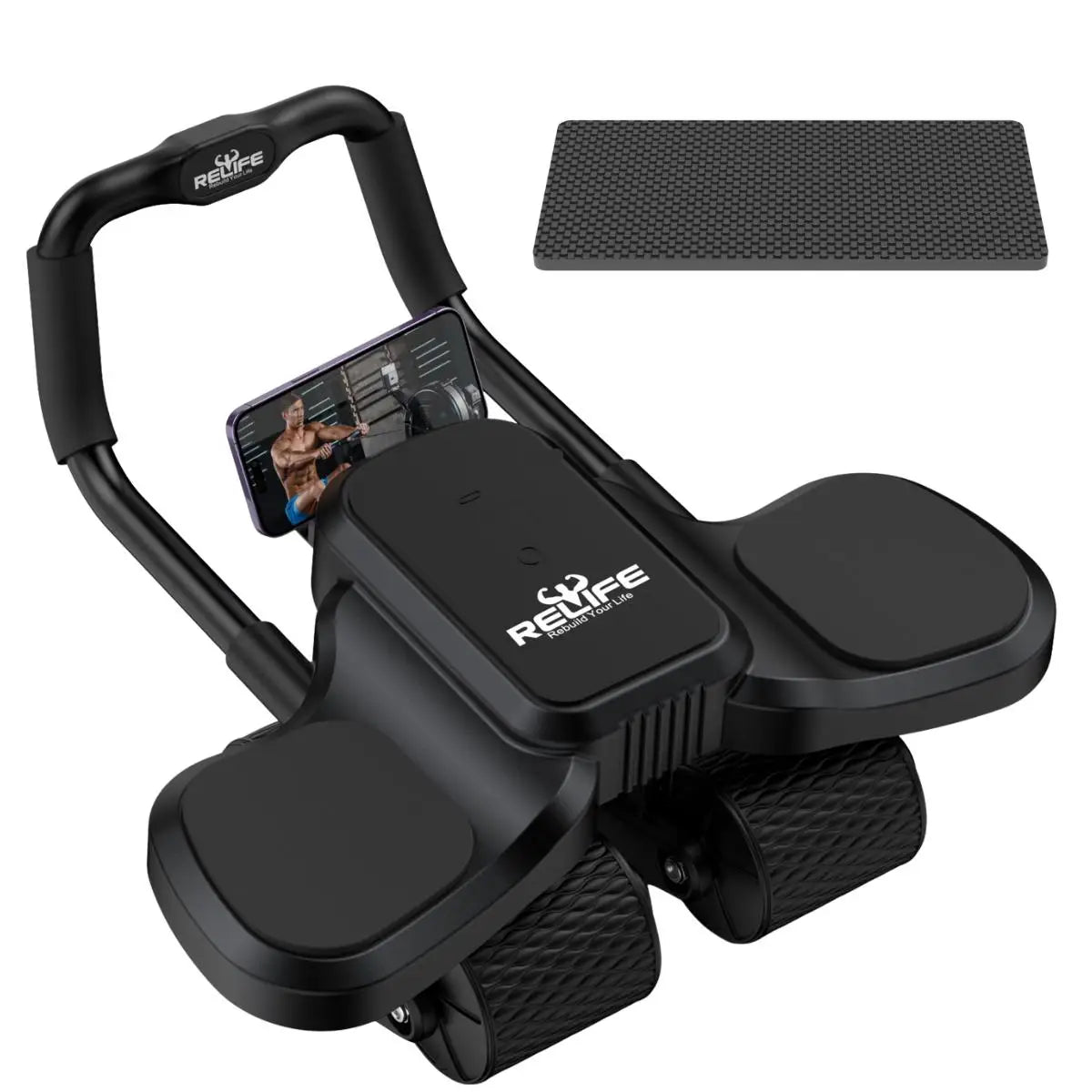 Ab Wheel Roller With Elbow Support And Knee Mat