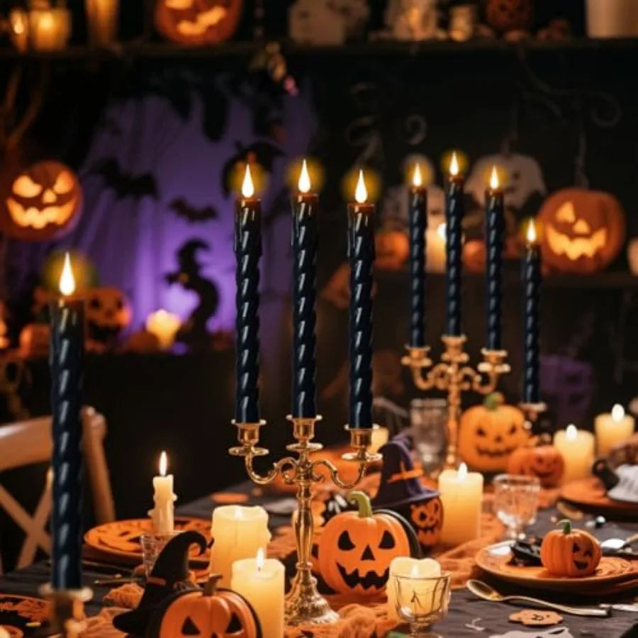 Plastic Flameless Taper Candles With Remote Timer Battery Operated