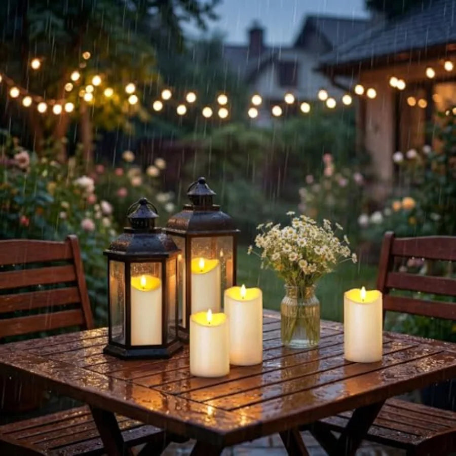 9Pack Outdoor Waterproof Flameless Candles With Remote And Timer LED