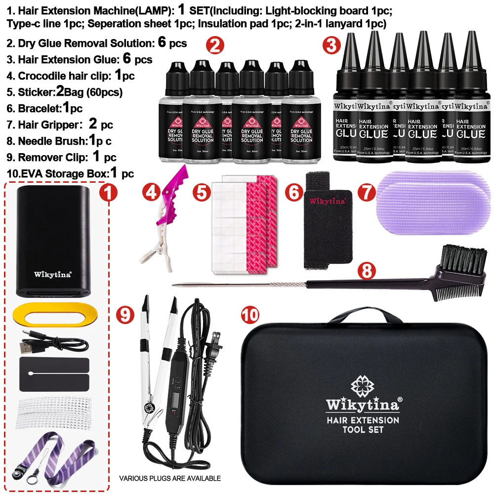 Wikytina UV Light Hair Extension Kit for Professional Use