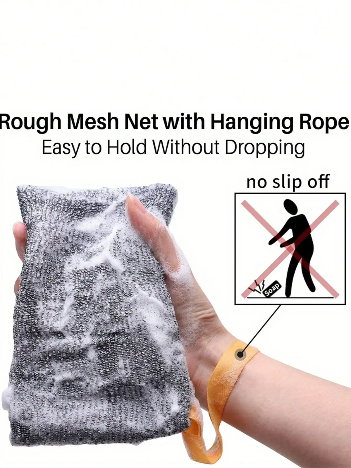 Exfoliating Mesh Soap Saver Bags with Loofah Texture and Cord