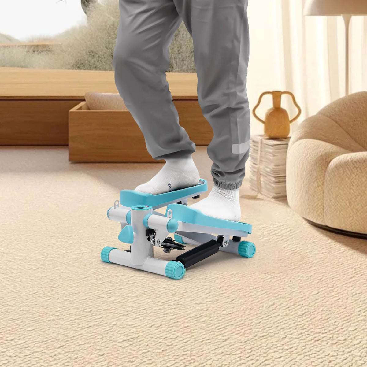 Portable Fitness Stepper With Resistance Bands And LED Display