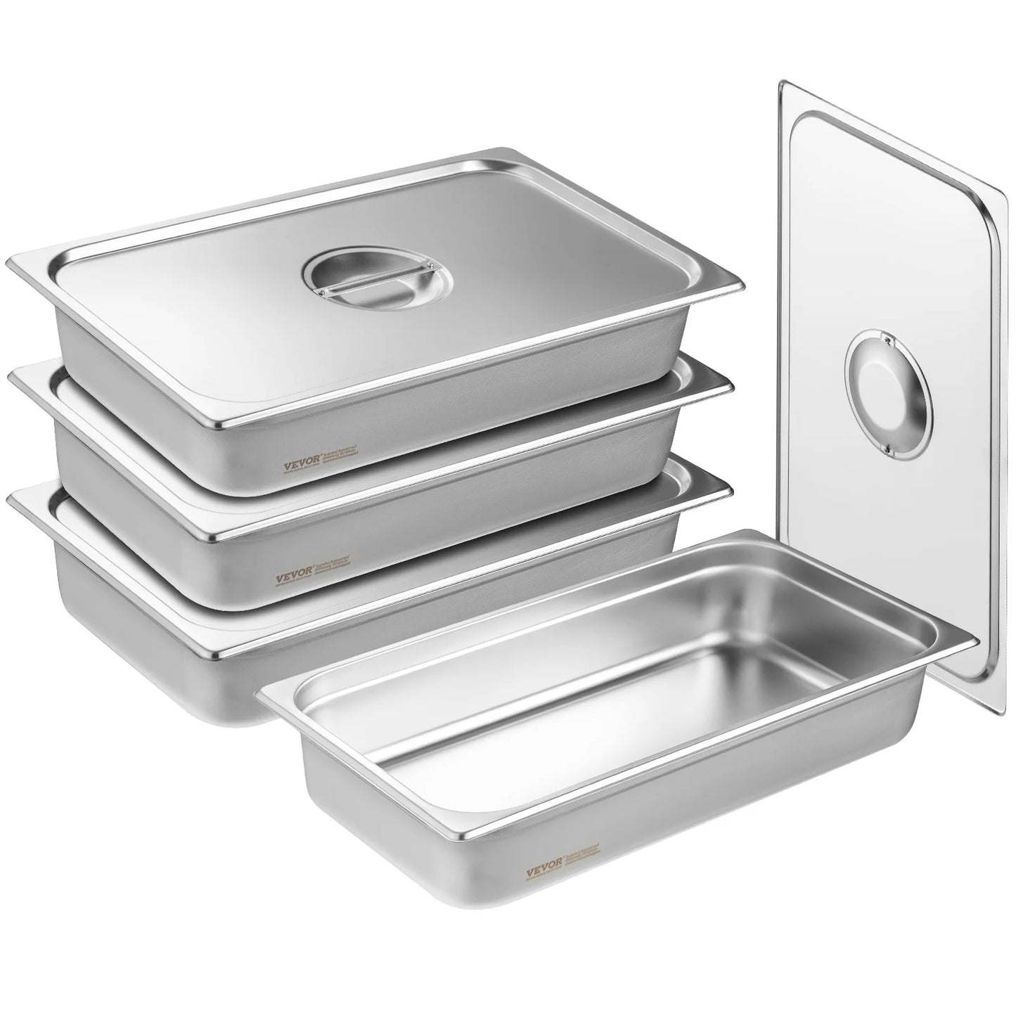SucceBuy Stainless Steel Hotel Pans 4 Pack AntiJam Steam Pan
