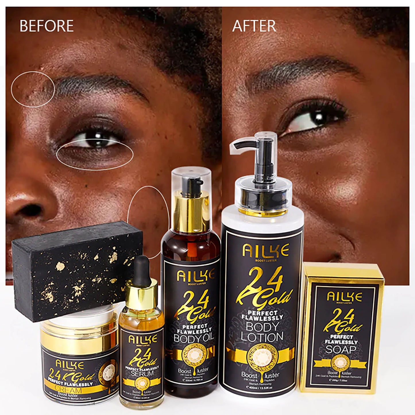 AILKE 24K Flawless Skin Care Set Whitening And Moisturizing