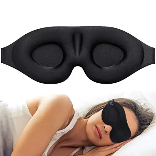 3D Contoured Eye Mask For Sleeping Light Blocking With Earplugs