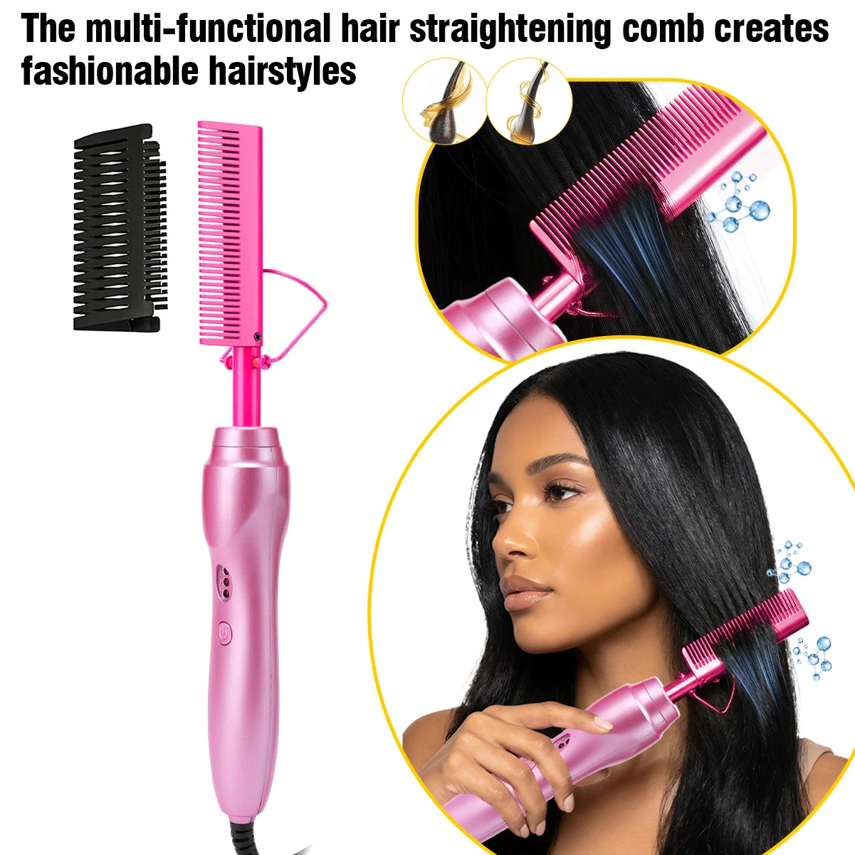 GOIPLE Electric Hot Comb Straightener Curling Iron for Hair Care