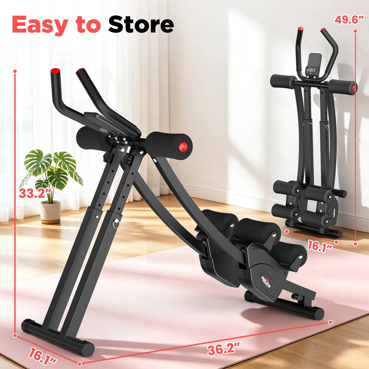 Dual Track Ab Machine Home Fitness Foldable Core Trainer