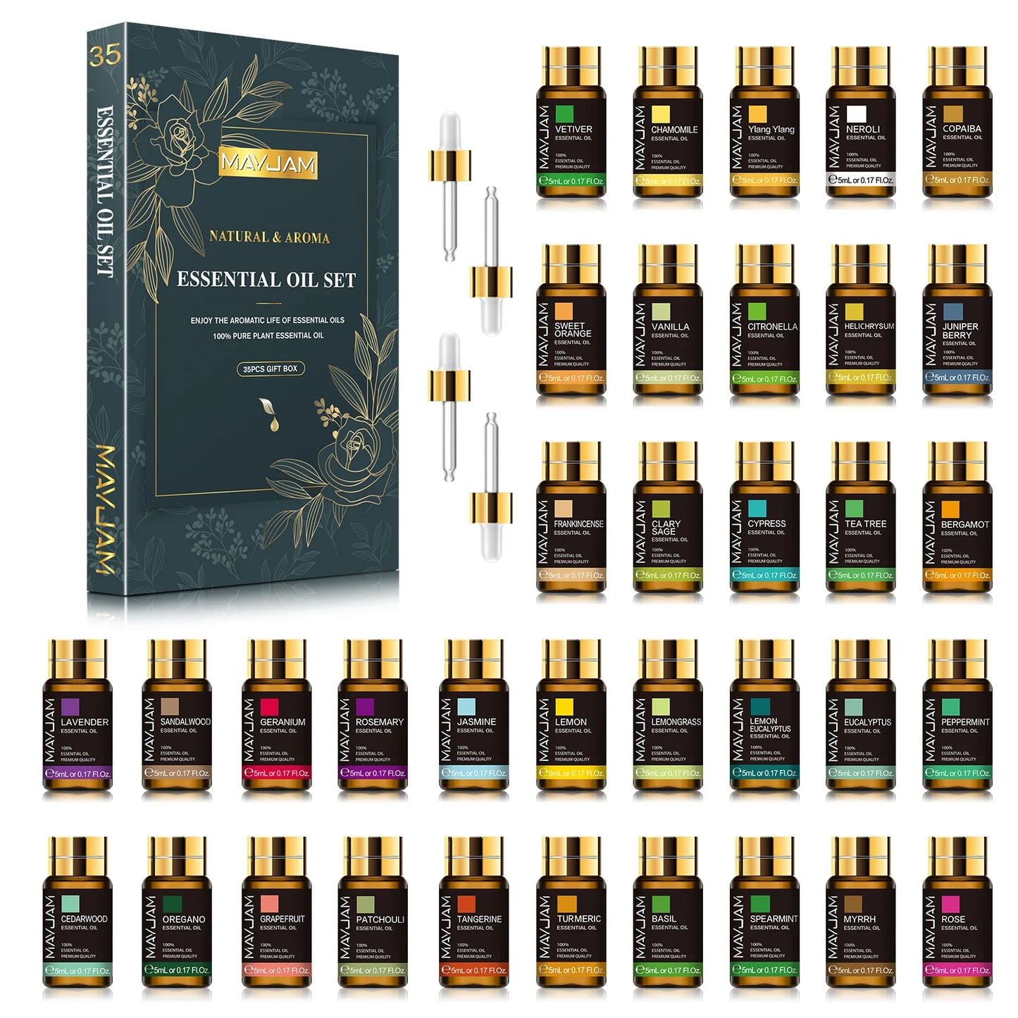 MAYJAM 35pcs Essential Oils Set For Humidifier Diffuser Burners