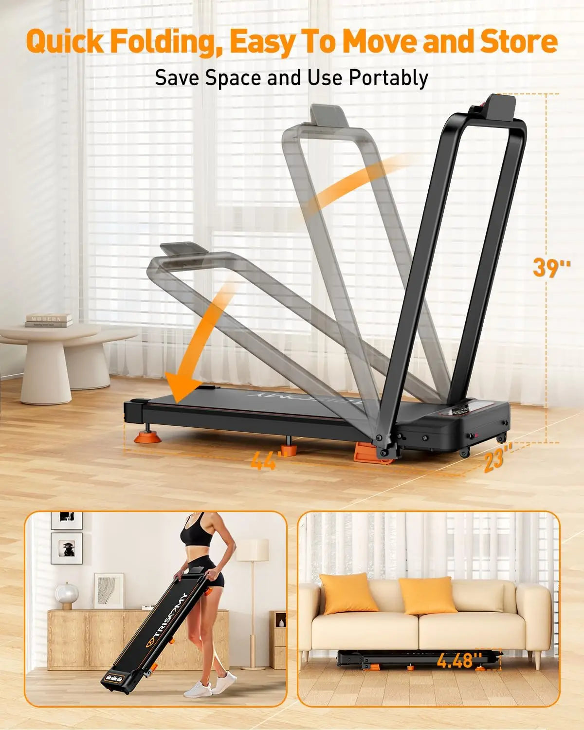 Walking Pad Treadmill With Incline Under Desk Remote App