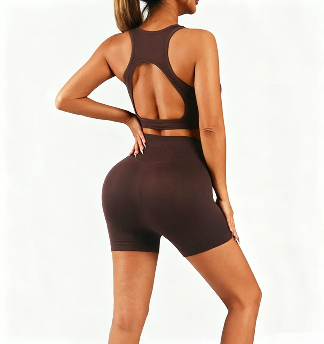 Women's 2 Piece Seamless Leggings Set With Padded Sports Bra